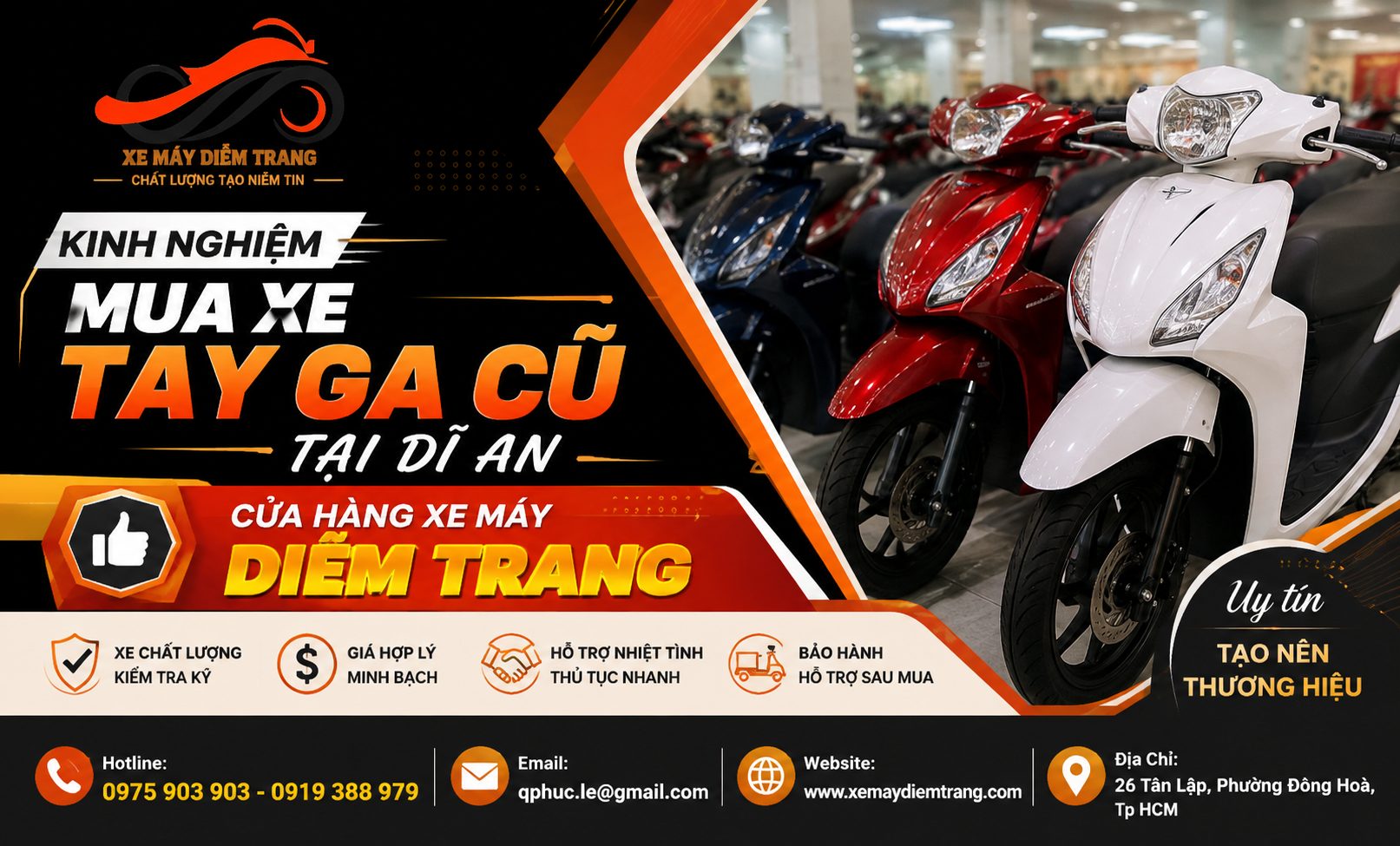 kinh nghiệm mua xe tay ga cũ tại Dĩ An