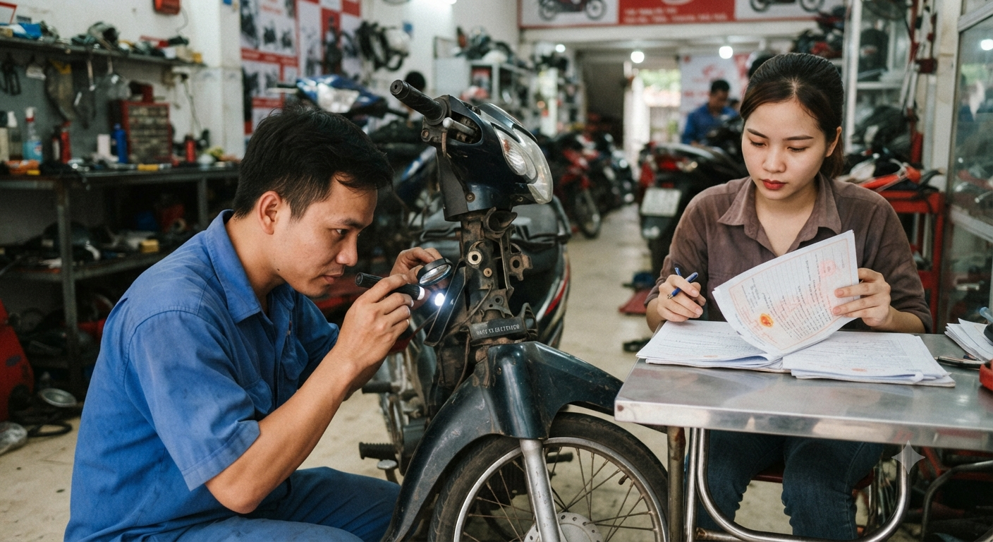 Kiểm tra giấy tờ pháp lý và số khung số máy