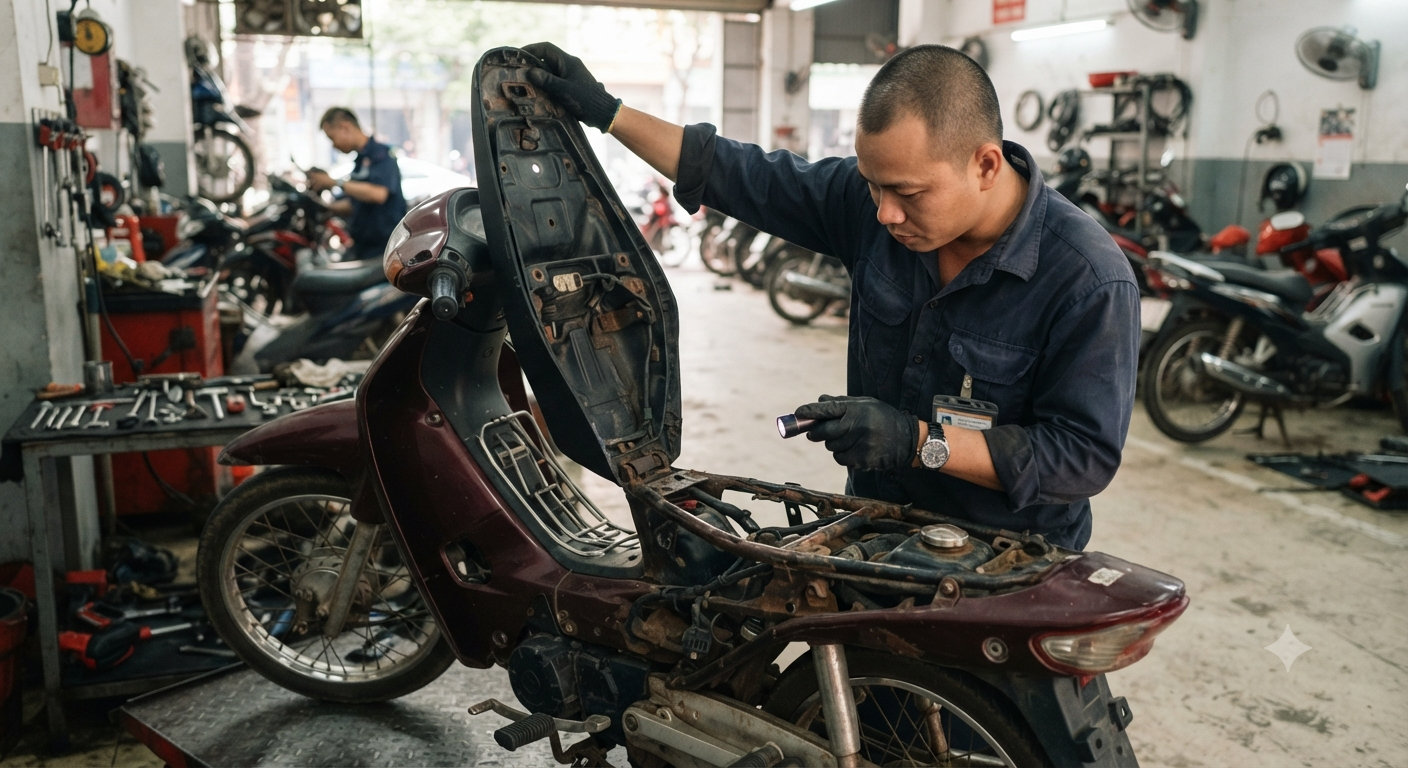 Kiểm tra cốp xe và khung sườn tổng thể